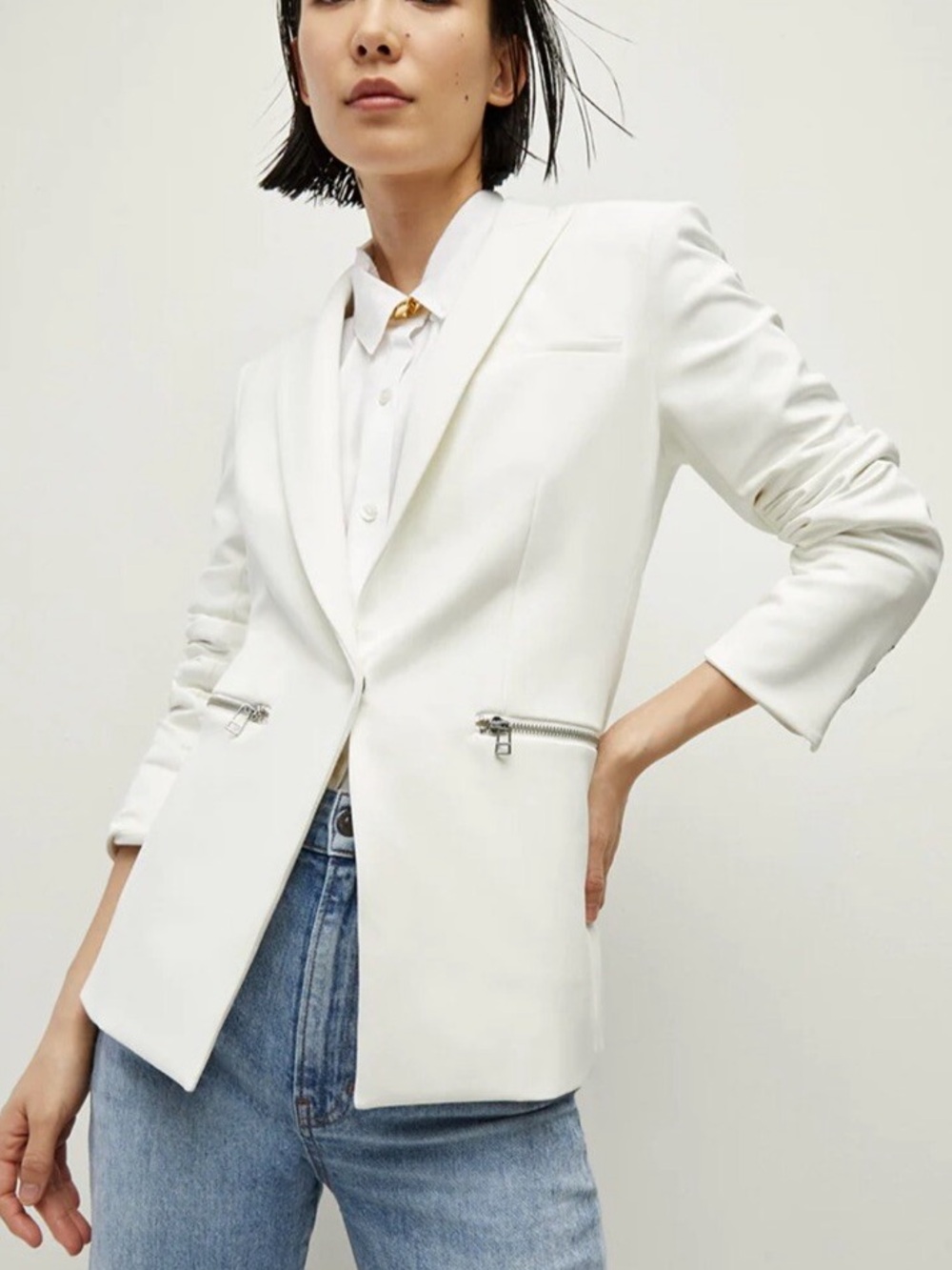 Veronica Beard Scuba Blazer Jacket White